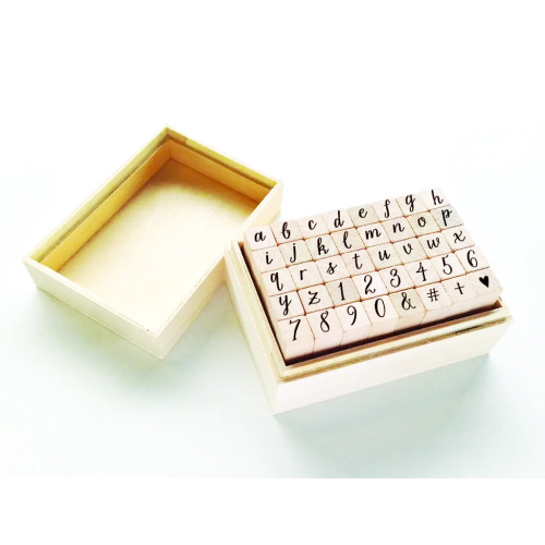 Script Alphabet Stamp Set in Wood Box by Hero Arts