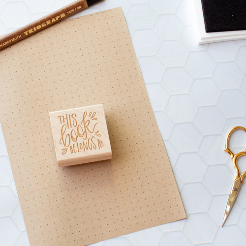 Hand lettered This Book Belongs To bookplate rubber stamp by Paper Sushi