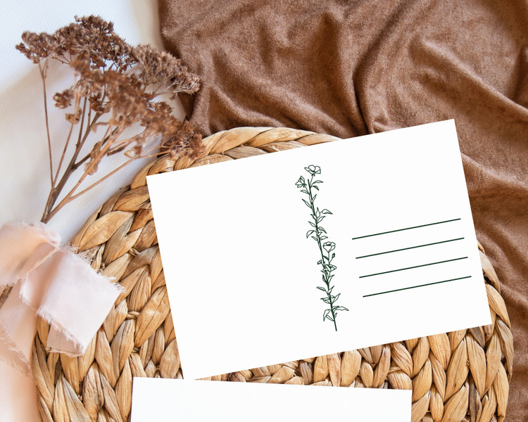 Postcard Rubber Stamp - Floral