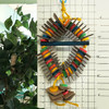 Interlocked with rectangular cardboard papers and round wooden pieces, small to medium size parrots can perch and busy with their beak side to side and high and low with this shreddable bird toy! Interlocked with rectangular cardboard papers and round wooden pieces, small to medium size parrots can perch and busy with their beak side to side and high and low with this shreddable bird toy!