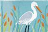 Jellybean colorful area rug, accent mat, Shore bird Egret and cattails, lake blue, turquoise and white color Jellybean colorful area rug, accent mat, Shore bird Egret and cattails, lake blue, turquoise and white color