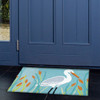 Jellybean colorful area rug, accent mat, Shore bird Egret and cattails, lake blue, turquoise and white color Jellybean colorful area rug, accent mat, Shore bird Egret and cattails, lake blue, turquoise and white color