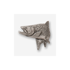 Salvelinus fontinalis, 1.8 inches wide X 1.7 inches tall. This handsome Pewter Jumping Brook Trout Drawer Pull (facing left) is ready to serve as both cabinet hardware and sculpture. The Harris collection of Drawer Pulls is a distinctive line of wildlife and outdoor accents for the kitchen, shop, cabin or workplace.