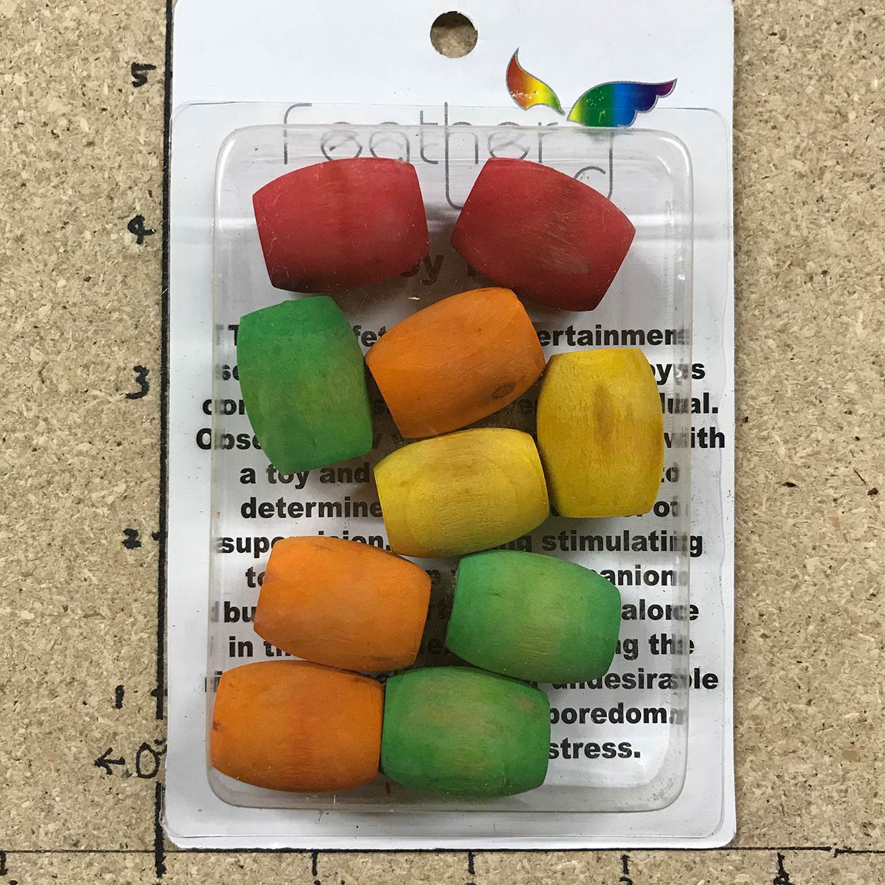 Bird Toy Parts - Colorful Wooden Barrel 0.75 x 1 (10 pcs/pack)