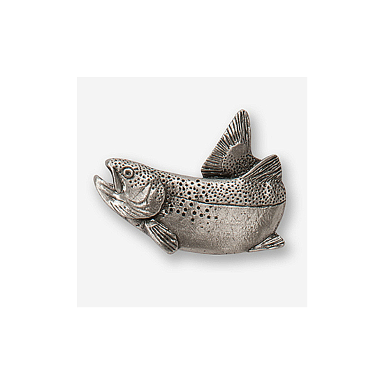 Fine Pewter Drawer Pulls - Jumping Rainbow Trout (Tail Up)