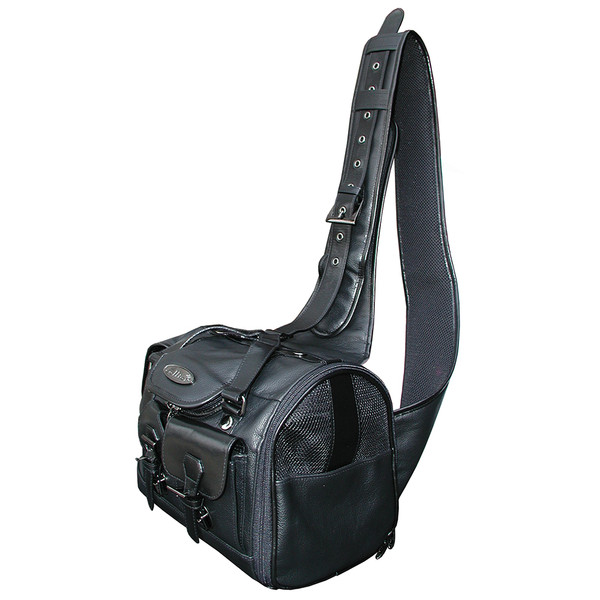 All Leather Messenger Bag Style Pet-on-the-Go with reduced strap length