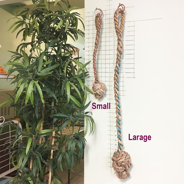 This large rope, known as the Aronico Swing Around, is a great toy to get your bird exercising. They can climb, swing, or chew on the little things you can wedge inside the toy! This large rope, known as the Aronico Swing Around, is a great toy to get your bird exercising. They can climb, swing, or chew on the little things you can wedge inside the toy!