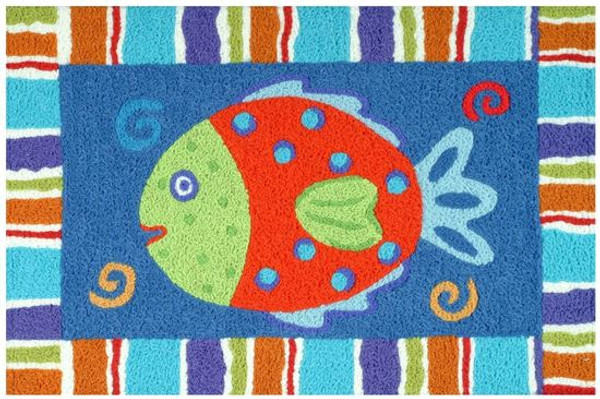 Jellybean colorful area rug, accent mat,  colorful tropical fish, green, turquoise and brown color Jellybean colorful area rug, accent mat,  colorful tropical fish, green, turquoise and brown color