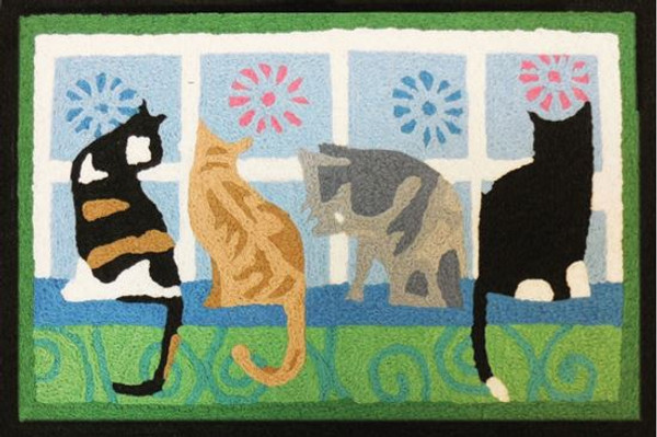 Jelly Bean® Washable Accent Mat/Rug - Kitties in the Window Jelly Bean® Washable Accent Mat/Rug - Kitties in the Window