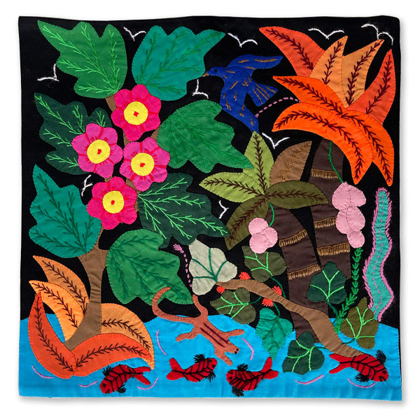 Hand Applique Pillow/Cushion Cover - Motifs of Nature