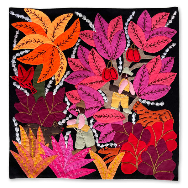 Hand Applique Pillow/Cushion Cover - Tiger Hunt