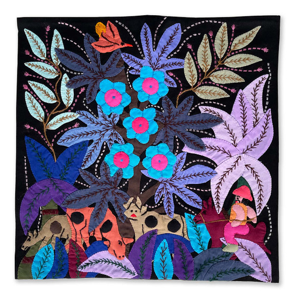 Hand Applique Pillow/Cushion Cover - Passing through the Forest