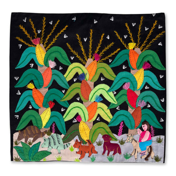 Hand Applique Pillow/Cushion Cover - Blooming Corn Field