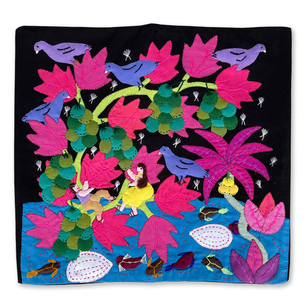 Hand Applique Pillow/Cushion Cover - Dreaming under Grape Tree