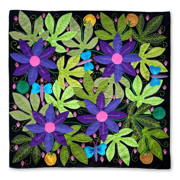 Hand Applique Pillow/Cushion Cover - Joyful Grape Vine