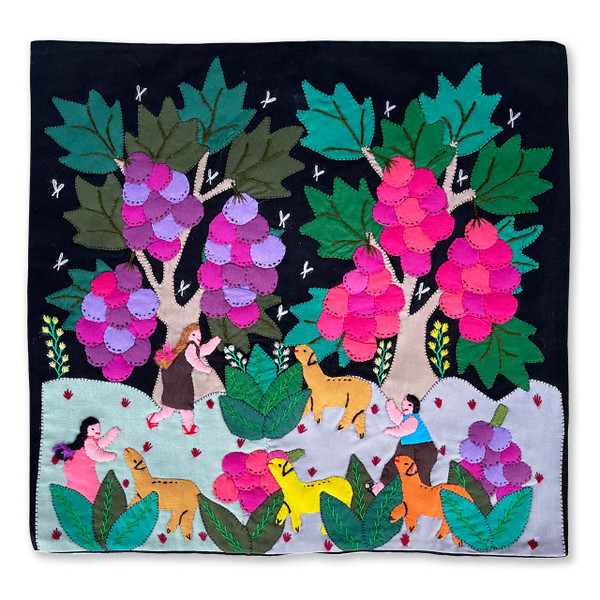 Hand Applique Pillow/Cushion Cover- Great Grape Harvest