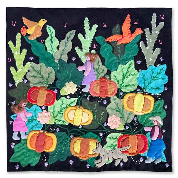 Hand Applique Pillow/Cushion Cover - Busy Harvest