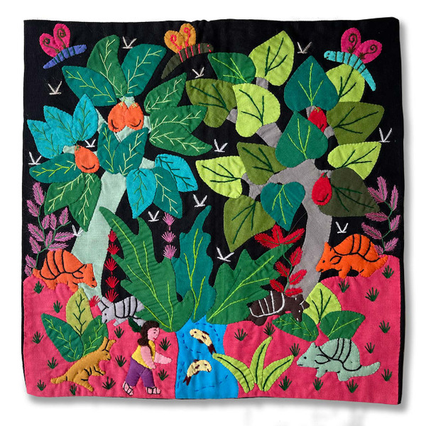 Hand Applique Pillow/Cushion Cover - Riverside Party II Hand Applique Pillow/Cushion Cover - Riverside Party II