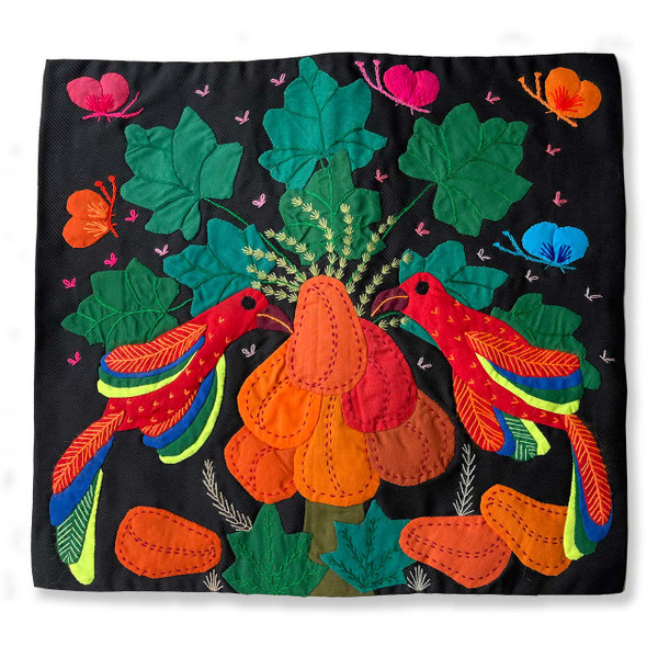 Hand Applique Pillow/Cushion Cover - Birds Feasting Hand Applique Pillow/Cushion Cover - Birds Feasting
