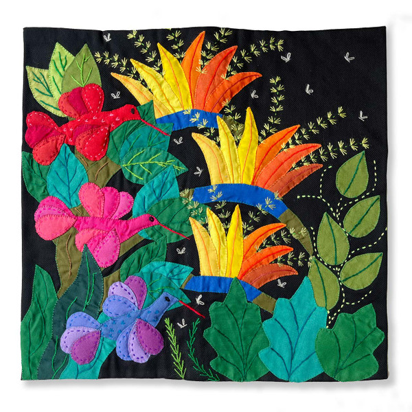 Hand Applique Pillow/Cushion Cover - Hummingbirds Feast Hand Applique Pillow/Cushion Cover - Hummingbirds Feast