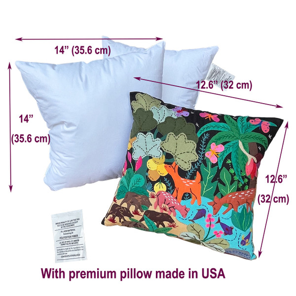 Hand Applique Pillow/Cushion Cover - Dancing Flowers & Birds II