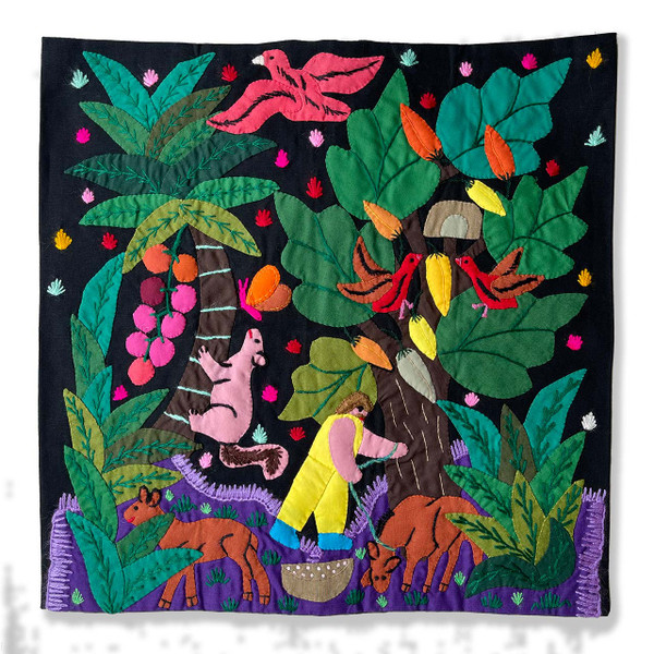 Hand Applique Pillow/Cushion Cover - Be Part of Nature Hand Applique Pillow/Cushion Cover - Be Part of Nature