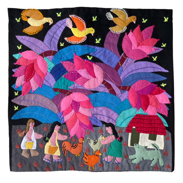 Hand Applique Pillow/Cushion Cover - Home with Animals II Hand Applique Pillow/Cushion Cover - Home with Animals II