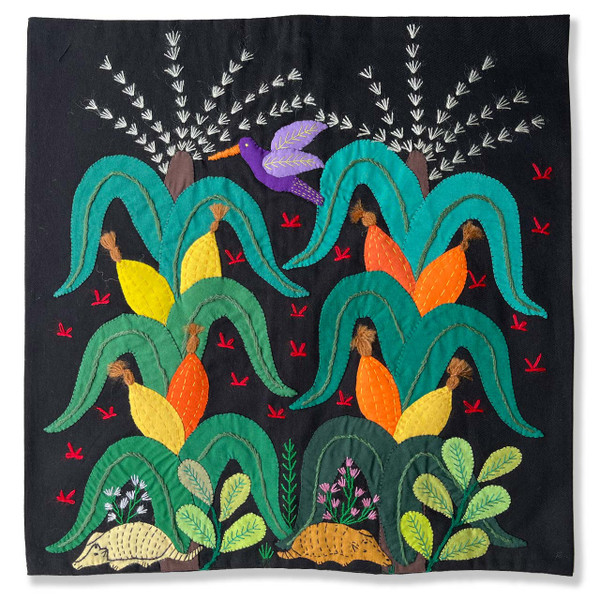 Hand Applique Pillow/Cushion Cover - Blooming Corn Field I Hand Applique Pillow/Cushion Cover - Blooming Corn Field I