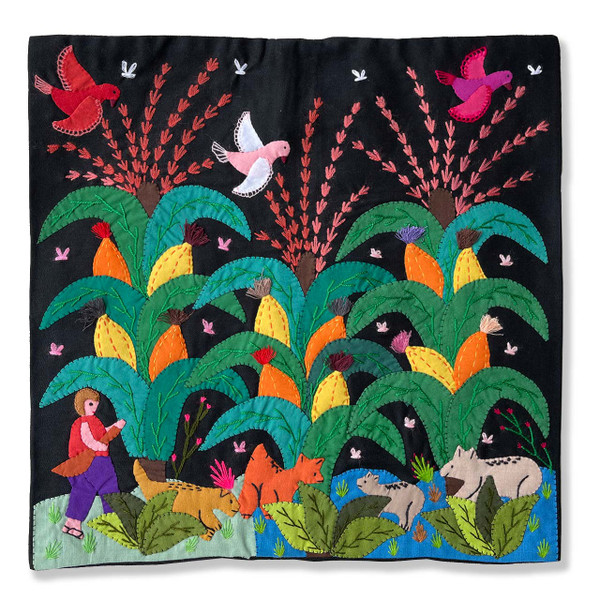 Hand Applique Pillow/Cushion Cover - Blooming Corn Field II Hand Applique Pillow/Cushion Cover - Blooming Corn Field II