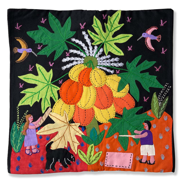 Hand Applique Pillow/Cushion Cover - Papaya Harvest III Hand Applique Pillow/Cushion Cover - Papaya Harvest III