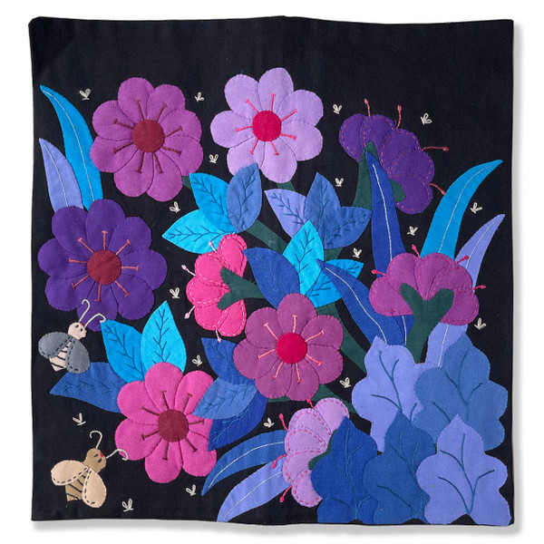 Hand Applique Pillow/Cushion Cover - Purple Flowers Hand Applique Pillow/Cushion Cover - Purple Flowers