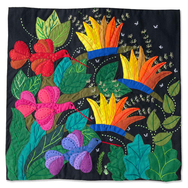 Hand Applique Pillow/Cushion Cover - Hummingbirds Feast III Hand Applique Pillow/Cushion Cover - Hummingbirds Feast III