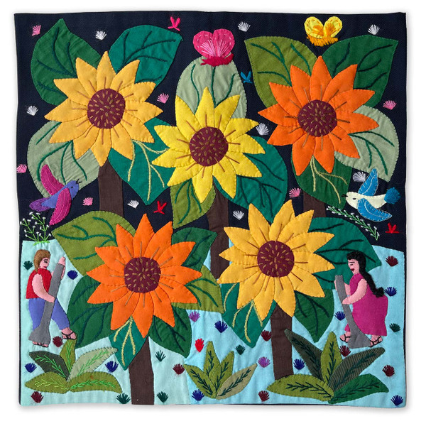 Hand Applique Pillow/Cushion Cover - Flower Forest II Hand Applique Pillow/Cushion Cover - Flower Forest II