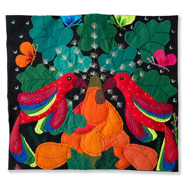 Hand Applique Pillow/Cushion Cover - Birds Feasting I Hand Applique Pillow/Cushion Cover - Birds Feasting I