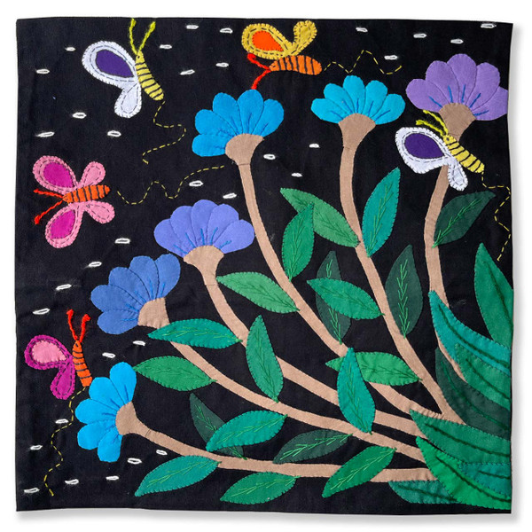 Hand Applique Pillow/Cushion Cover - Butterfly Forage Hand Applique Pillow/Cushion Cover - Butterfly Forage