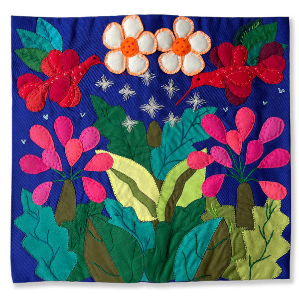 Hand Applique Pillow/Cushion Cover - Hummingbirds Feast IV Hand Applique Pillow/Cushion Cover - Hummingbirds Feast IV