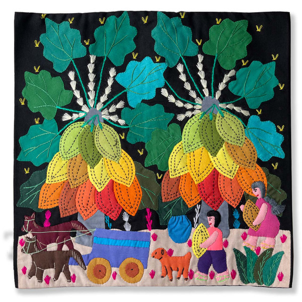 Hand Applique Pillow/Cushion Cover - Happy Papaya Harvest Hand Applique Pillow/Cushion Cover - Happy Papaya Harvest