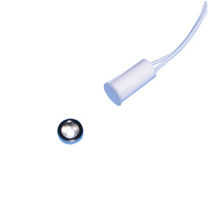 Flair Electronics | Recessed STUBBY Magnetic Contact -  CC, 3/4" Gap, 3/8" Dia. x 3/4" Long, 18" #22AWG Leads, MN400 Rare Earth Donut Magnet, White | VIP94-2N WHT Flair Electronics | Recessed STUBBY Magnetic Contact -  CC, 3/4" Gap, 3/8" Dia. x 3/4" Long, 18" #22AWG Leads, MN400 Rare Earth Donut Magnet, White | VIP94-2N WHT