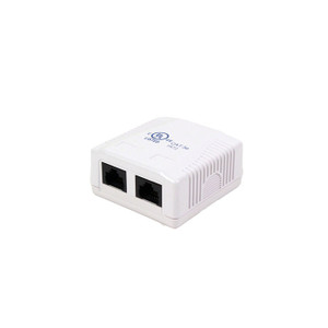 2-Port Surface Mount Box with CAT5E Jack, Universal, White "Biscuit" 2-Port Surface Mount Box with CAT5E Jack, Universal, White "Biscuit"