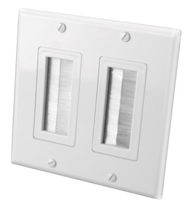 Vanco | Decor Style Brush Bulk Cable Wall Plates- Dual & White (120827X)