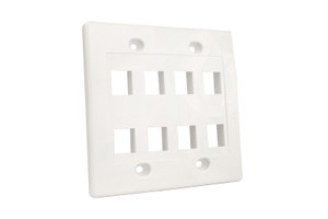 DUAL GANG 8-PORT WALL PLATE 304-2803/8P/WH DUAL GANG 8-PORT WALL PLATE 304-2803/8P/WH