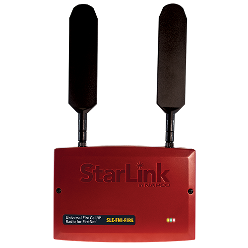 Napco | Commercial FirstNet Dual Path Fire Alarm Communicator
Red Plastic Enclosure
Agency Compliance
, UL985 Household Fire Warning System 
, UL864 10th Edition Control Units For Fire Alarm Systems 
Powered | SLE-FNI-FIRE