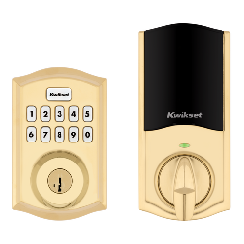 Kwikset | Home Connect 620 Traditional Keypad Connected Smart Lock with Z-Wave Technology, Polished Brass | 98935-003