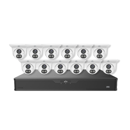 Uniview | 16 Channel Surveillance Kit with 12 Dual Light Cameras, PoE NVR, 4TB HDD | EK-BQ2P16DLT412T4