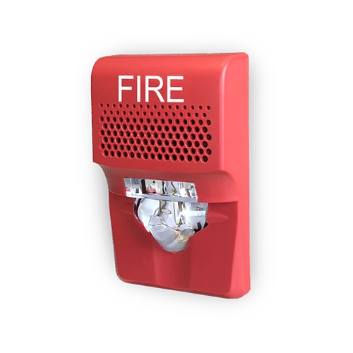 Kidde | Genesis LED EG1 Series Compact Wall-Mount Horn/Strobe, Selectable 15/30/75 cd, Red, "FIRE" Marking | EG1AVRF