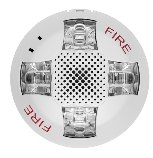 Kidde | Genesis EGC Ceiling-Mount LED Horn-Strobe, Field-Selectable 15/30/75/115 cd, White FIRE Marking | EGCAVWF
