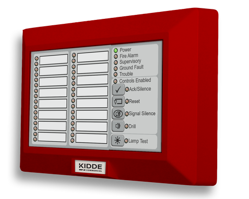 Kidde | R-Series 16-Zone LED Remote Annunciator with Common Controls, Red | K-RLED-CR