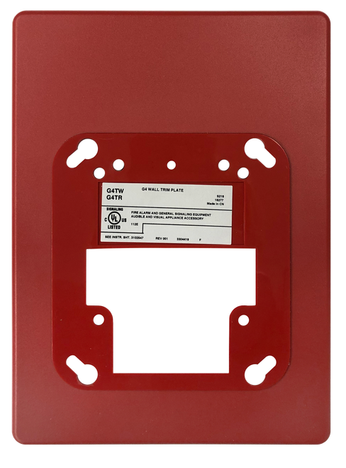 Kidde | Genesis LED EG4 Series Wall Trim Plate, Red, UL Listed Fire Alarm Accessory | EG4TR