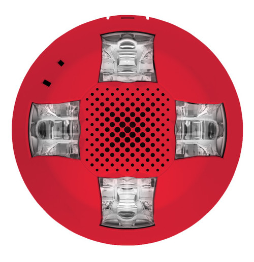 Kidde | Genesis LED EGC Series Ceiling Mount Horn/Strobe, 15-115 cd Selectable, Red, Unmarked | EGCAVRN
