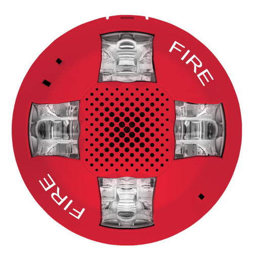 Kidde | Genesis LED EGCS Series Ceiling Mount Speaker-Strobe, 15/30/75/115 cd Selectable, Red, FIRE Marking | EGCSVRF